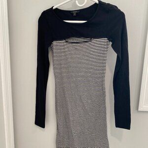 Express Bodycon Black and White Striped Dress - Size XS